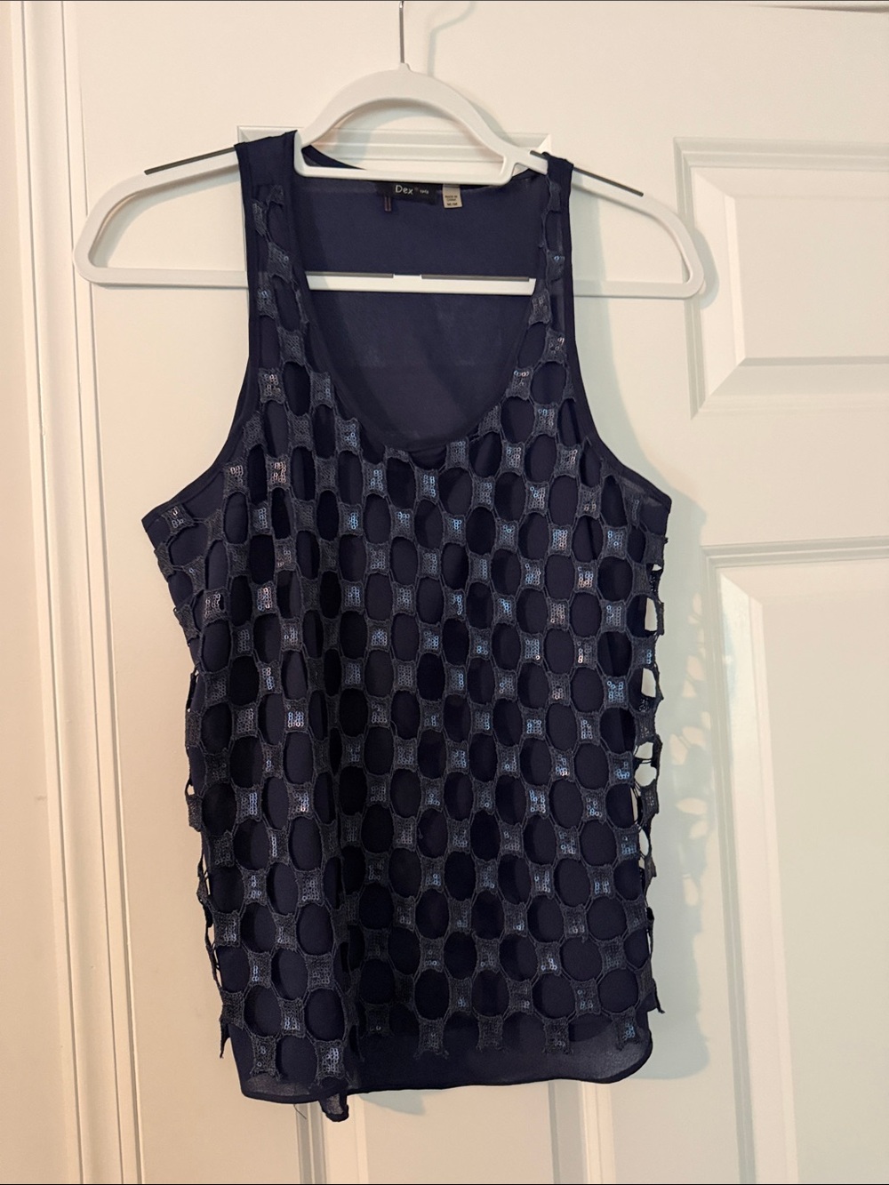 Dex Navy Open-Mesh Overlay Tank Top